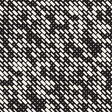 Vector Seamless Black And White Irregular Dash Rectangles Grid Pattern. Abs.. Stock Illustration