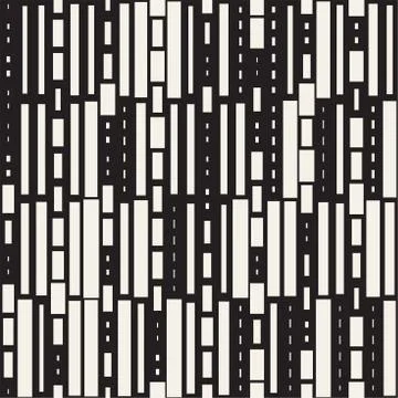 Vector Seamless Black And White Irregular Dash Rectangles. Abstract Geometr.. Illustrazione stock