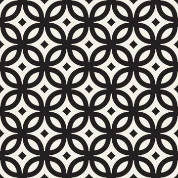 Vector Seamless Black And White Geometric Lines Pattern. Abstract Geometric.. Stock Illustration