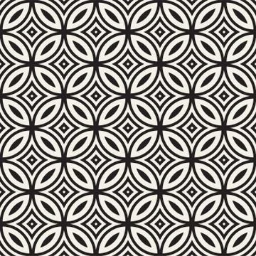 Vector Seamless Black And White Geometric Lines Pattern. Abstract Geometric.. 스톡 일러스트
