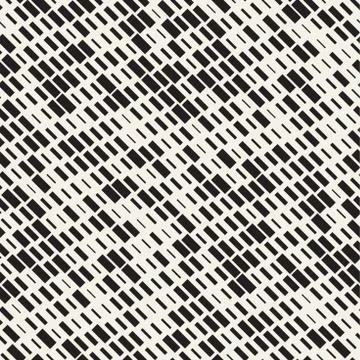 Vector Seamless Black And White Irregular Dash Rectangles Grid Pattern. Abs.. イラスト素材