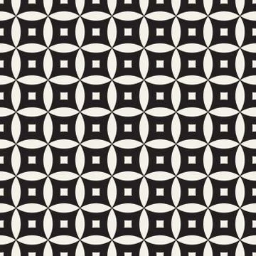 Vector Seamless Black And White Geometric Lines Pattern. Abstract Geometric.. Stock Illustration