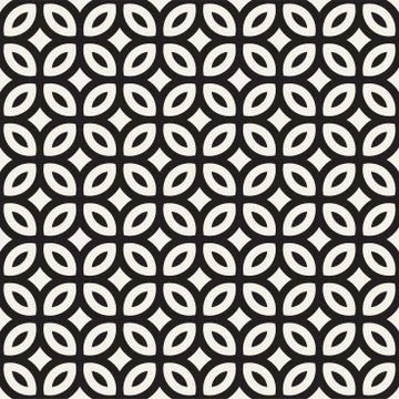 Vector Seamless Black And White Geometric Lines Pattern. Abstract Geometric.. Stock Illustration