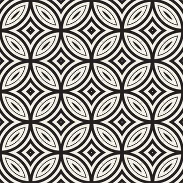 Vector Seamless Black And White Geometric Lines Pattern. Abstract Geometric.. Illustrazione stock