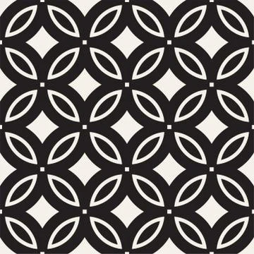 Vector Seamless Black And White Geometric Lines Pattern. Abstract Geometric.. Stock Illustration