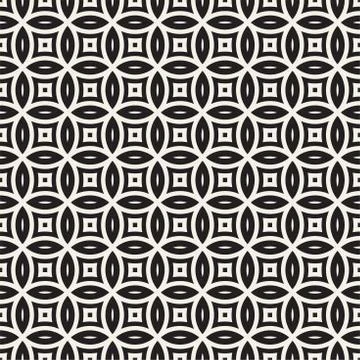 Vector Seamless Black And White Geometric Lines Pattern. Abstract Geometric.. Stock Illustration