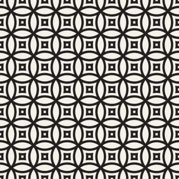 Vector Seamless Black And White Geometric Lines Pattern. Abstract Geometric.. Stock Illustration