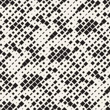 Vector Seamless Black And White Irregular Dash Rectangles Grid Pattern. Abs.. 스톡 일러스트