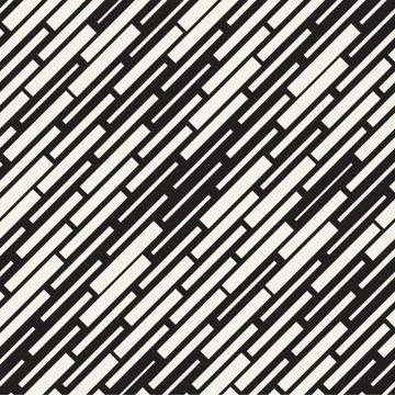 Vector Seamless Black And White Irregular Dash Rectangles Grid Pattern. Abs.. 스톡 일러스트