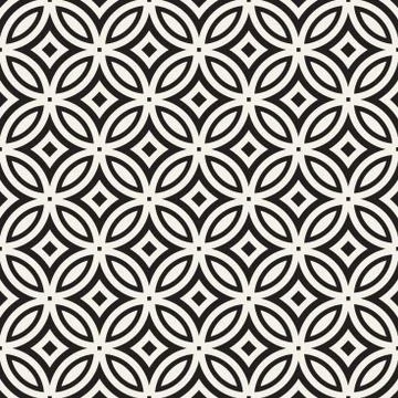 Vector Seamless Black And White Geometric Lines Pattern. Abstract Geometric.. Stock Illustration
