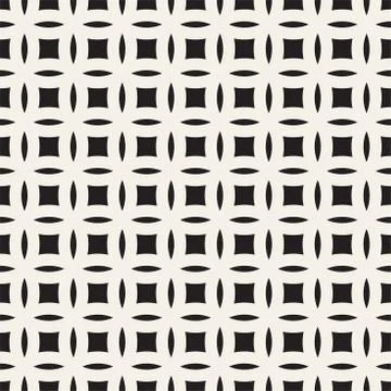 Vector Seamless Black And White Geometric Rounded Pattern. Abstract Geometr.. Stock Illustration