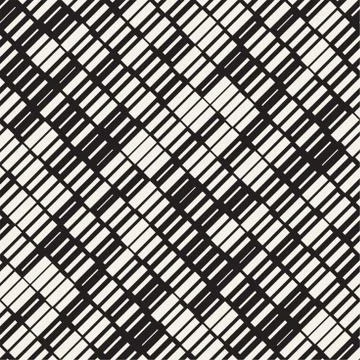 Vector Seamless Black And White Irregular Dash Rectangles. Abstract Geometr.. Illustrazione stock