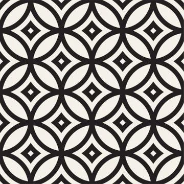 Vector Seamless Black And White Geometric Lines Pattern. Abstract Geometric.. イラスト素材