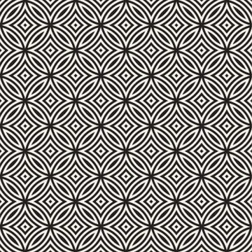 Vector Seamless Black And White Geometric Lines Pattern. Abstract Geometric.. Stock Illustration