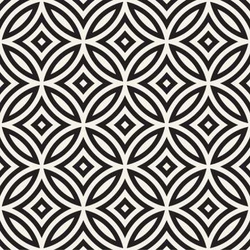 Vector Seamless Black And White Geometric Lines Pattern. Abstract Geometric.. Stock Illustration