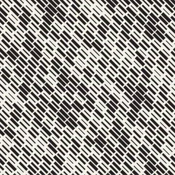 Vector Seamless Black And White Irregular Dash Rectangles Grid Pattern. Abs.. 스톡 일러스트