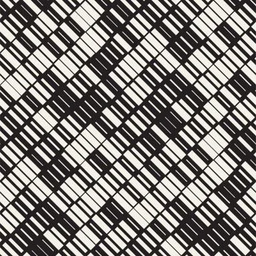 Vector Seamless Black And White Irregular Dash Rectangles. Abstract Geometr.. Illustrazione stock