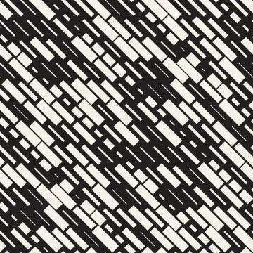 Vector Seamless Black And White Irregular Dash Rectangles. Abstract Geometr.. Illustrazione stock