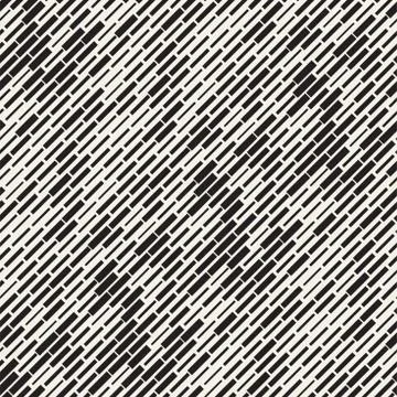 Vector Seamless Black And White Irregular Dash Rectangles Grid Pattern. Abs.. イラスト素材