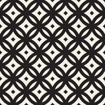 Vector Seamless Black And White Geometric Lines Pattern. Abstract Geometric.. Stock Illustration