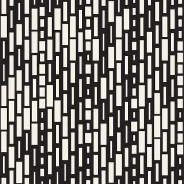Vector Seamless Black And White Irregular Dash Rectangles Grid Pattern. Abs.. 스톡 일러스트