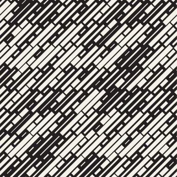 Vector Seamless Black And White Irregular Dash Rectangles. Abstract Geometr.. Illustrazione stock