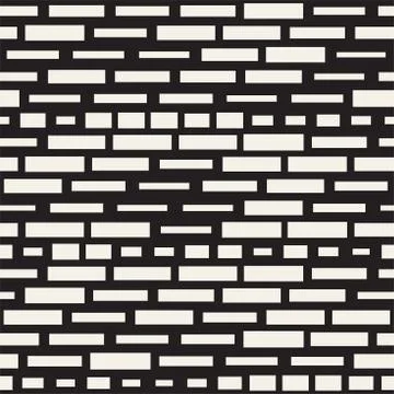 Vector Seamless Black And White Irregular Dash Rectangles. Abstract Geometr.. Stock Illustration