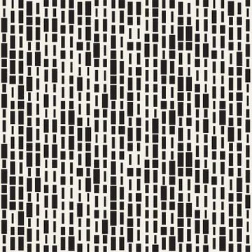 Vector Seamless Black And White Irregular Dash Rectangles. Abstract Geometr.. Illustrazione stock