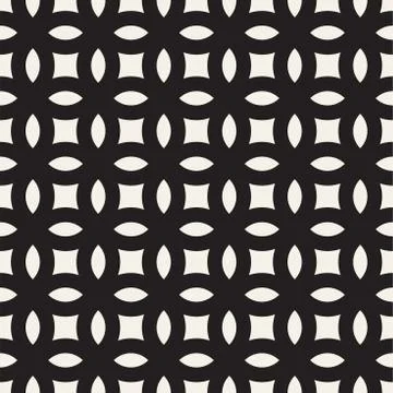Vector Seamless Black And White Geometric Lines Pattern. Abstract Geometric.. Stock Illustration