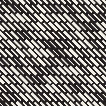 Vector Seamless Black And White Irregular Dash Rectangles Grid Pattern. Abs.. イラスト素材