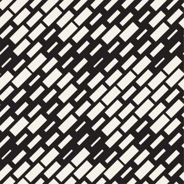 Vector Seamless Black And White Irregular Dash Rectangles. Abstract Geometr.. Illustrazione stock