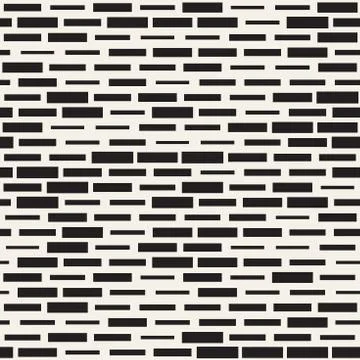 Vector Seamless Black And White Irregular Dash Rectangles. Abstract Geometr.. Illustrazione stock