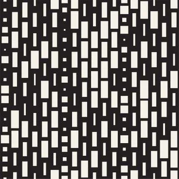 Vector Seamless Black And White Irregular Dash Rectangles. Abstract Geometr.. Illustrazione stock