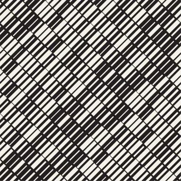 Vector Seamless Black And White Irregular Dash Rectangles Grid Pattern. Abs.. 스톡 일러스트