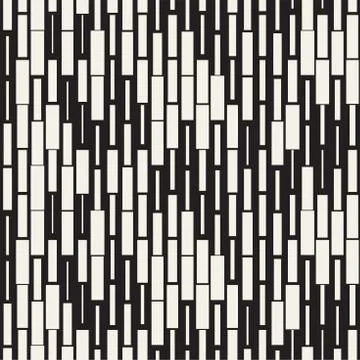 Vector Seamless Black And White Irregular Dash Rectangles Grid Pattern. Abs.. イラスト素材