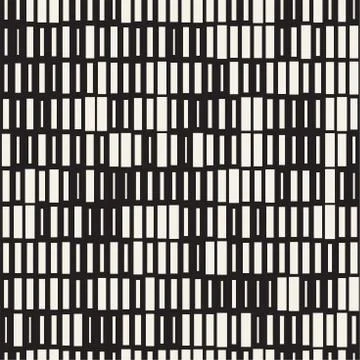 Vector Seamless Black And White Irregular Dash Rectangles. Abstract Geometr.. Illustrazione stock