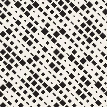 Vector Seamless Black And White Irregular Dash Rectangles Grid Pattern. Abs.. Illustrazione stock