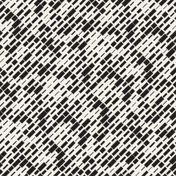 Vector Seamless Black And White Irregular Dash Rectangles. Abstract Geometr.. Stock Illustration