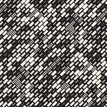 Vector Seamless Black And White Irregular Dash Rectangles. Abstract Geometric Illustrazione stock