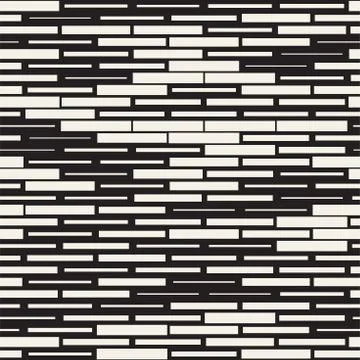 Vector Seamless Black And White Irregular Dash Rectangles. Abstract Geometric Illustrazione stock