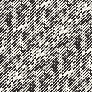 Vector Seamless Black And White Irregular Dash Rectangles Grid Pattern. Abstr 스톡 일러스트