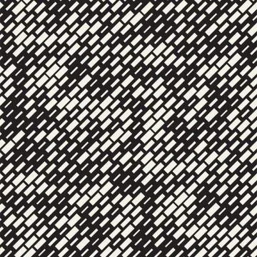 Vector Seamless Black And White Irregular Dash Rectangles Grid Pattern. Abstr 스톡 일러스트