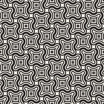 Vector Seamless Black And White Lines Pattern Abstract Background. Cross Shap イラスト素材