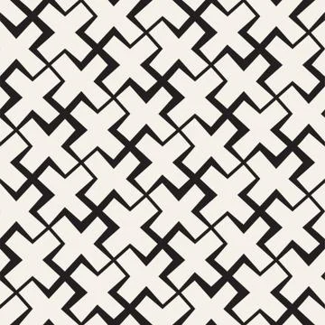 Vector Seamless Black And White Lines Pattern Abstract Background. Cross Shap Stock Illustration