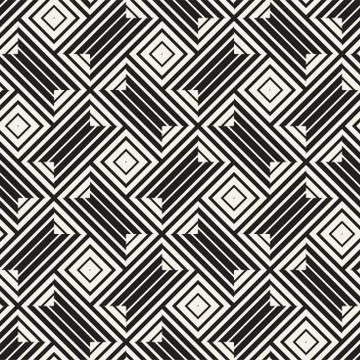 Vector Seamless Black And White Lines Pattern Abstract Background. Cross Shap Stock Illustration