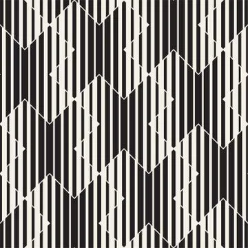 Vector Seamless Black And White Lines Pattern Abstract Background. Cross Shap 스톡 일러스트