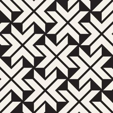Vector Seamless Black And White Lines Pattern Abstract Background. Cross Shap Stock Illustration