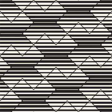 Vector Seamless Black And White Lines Pattern Abstract Background. Cross Shap Stock Illustration