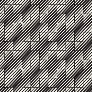 Vector Seamless Black And White Lines Pattern Abstract Background. Cross Shap 스톡 일러스트