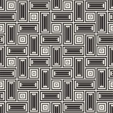 Vector Seamless Black And White Lines Pattern Abstract Background. Cross Shap Stock Illustration